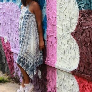 White and blue dress